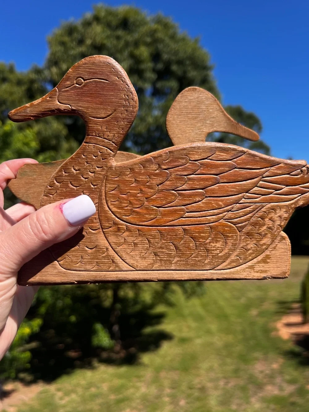 Vintage Carved Wooden Duck Napkin Holder Rustic Kitchen Decor